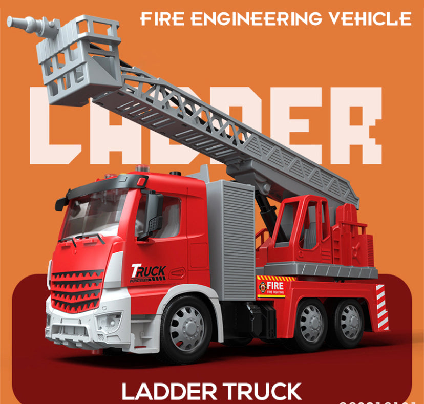 Metal body Fire Spray Truck With Ladder for Kids with Light & Music - fire brigade - fire truck