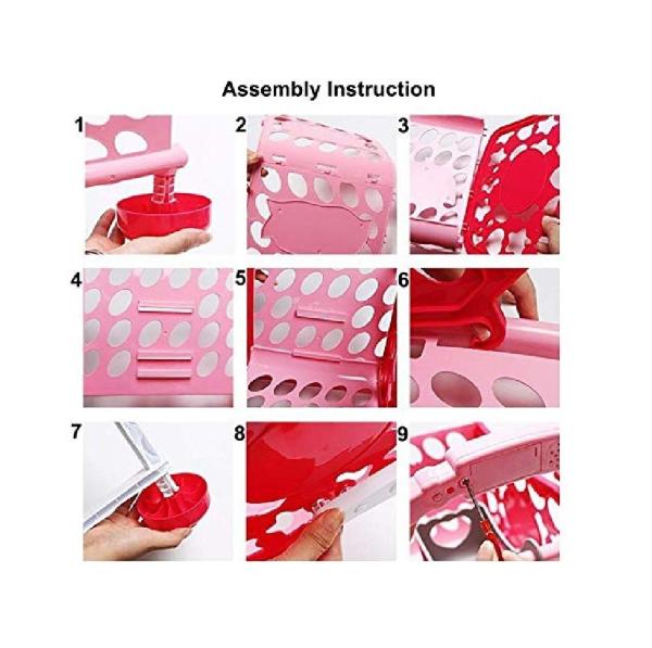 3 in 1 Kids Supermarket Shopping Cart Hand Induction with Light & Sound Pretend Play Toy for Kid with Fruits & Vegetables, Pink